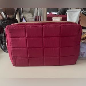 Sephora Maroon Quilted Style Polyester Makeup Bag Cosmetic Bag Travel Bag